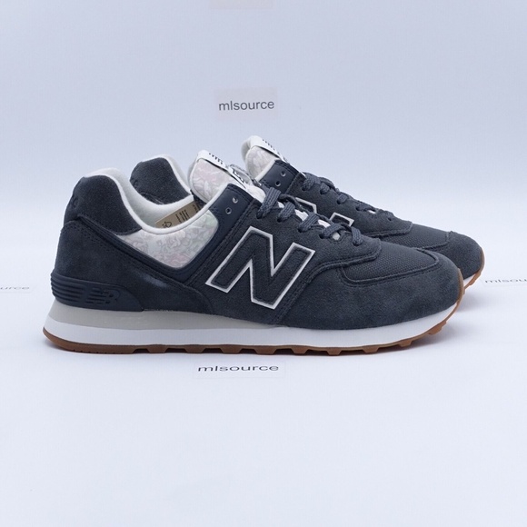 NEW New Balance 574 Sneakers WL574WC Grey/White/Floral - Picture 2 of 15